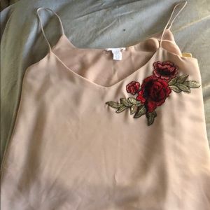 Rose embroidered tank top